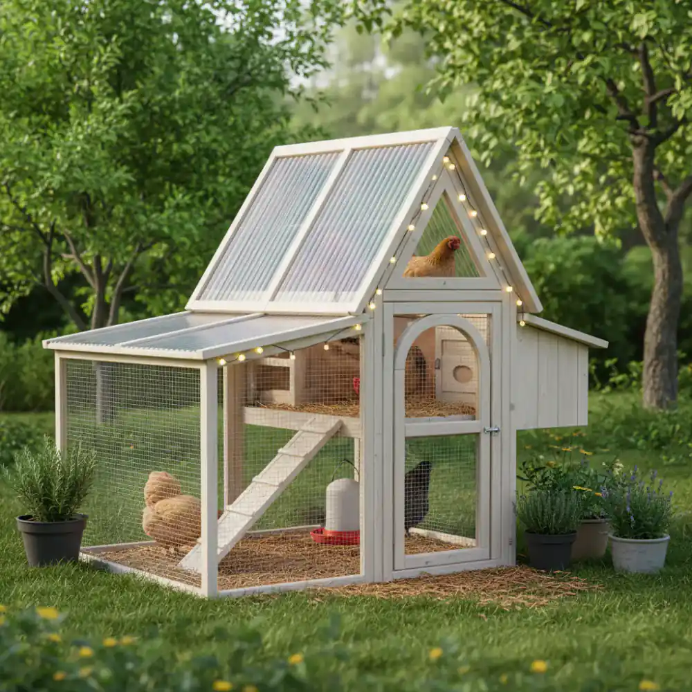 Small A-frame backyard chicken coop