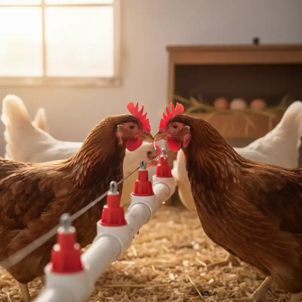 Nipple watering system for chickens