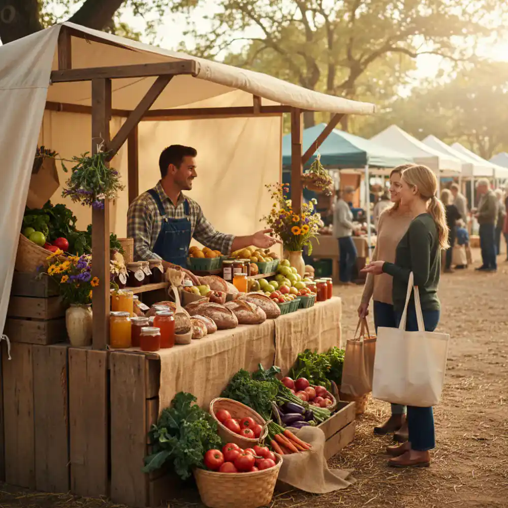Local farmers market booth